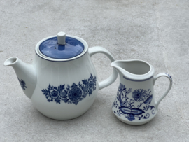 Vintage theepot Mosa wit-blauw