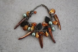 Armband groen-koper-bruin-zwart