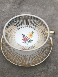 Vintage theetrio goud-roze-geel  Winterling Marktleuthen