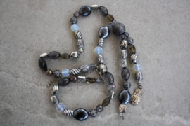 Ketting zilver-wit-grijs-paars