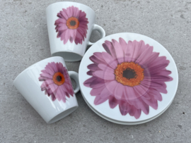 Set Espresso kopjes roze bloem