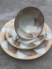Vintage thee trio Bavaria elfenbein goud-roze