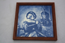 Tegel muzikant Delfts blauw