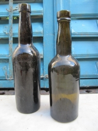 Old antique brown beer bottles