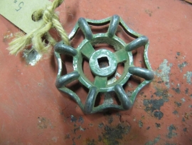 Old metal faucet handle blue or green