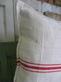Fabric cushion with red stripes