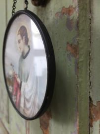 Antiek rond lijstje met glas