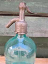 Old  green seltzer bottle with inscription