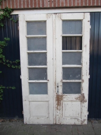 Set of 2 french old wooden doors with glass