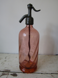 Old French seltzer bottle with imprint, orange