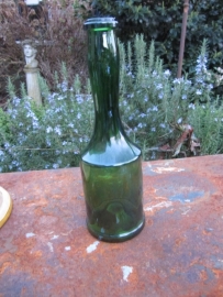 Brocante groene Calvados fles van Chateau du Breuil