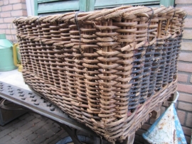 Brocante large reinforced willow basket.