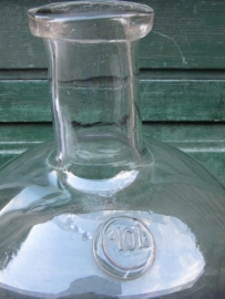 Ancient brocante clear glass bottle 10 liter