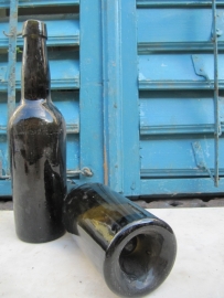 Old antique brown beer bottles