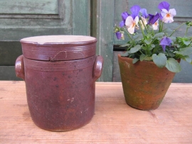 French Antique stoneware pot with lid