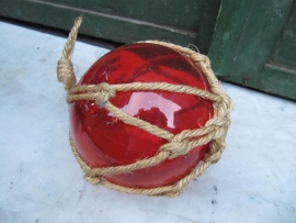 Brocante mondgeblazen glazen drijver rood