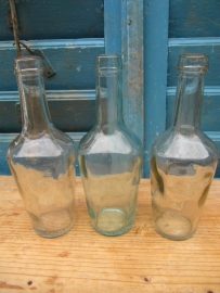 Set of 3 old white glass bottles 250 ml