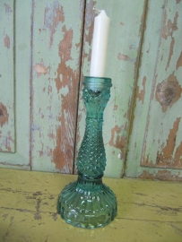 Glass candlestick green *