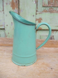 Brocante groene emaille kan