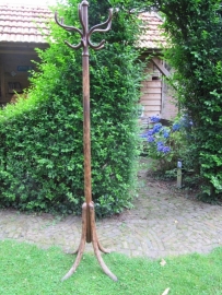 Brocante standing wooden coat rack model Thonet with 6 hooks