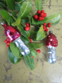 Leuke oude kerstboomdecoratie paddenstoel