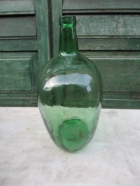 Brocante ovale groene fles van 10 liter