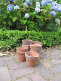 Antique French hand-shaped terracotta flower pots
