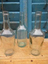 Set of 3 old white glass bottles 250 ml