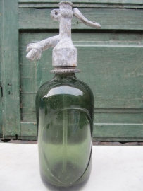 Dark green seltzer soda bottle 1/2 liter