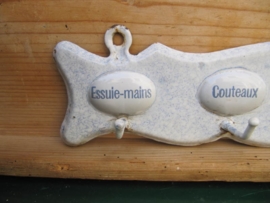 Brocante French enamel towel rack