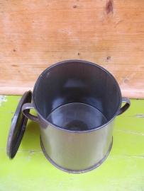 Brocante emaille vetpot in bruin. 10 liter