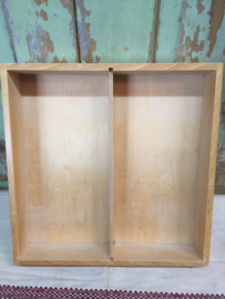 Vintage houten bakje met 2 vaksverdeling