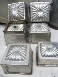 French Brocante metal tins / pudding form