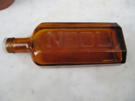 French Brocante medicine bottle brown flat Neol
