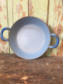 Brocant blauwe emaille schaal