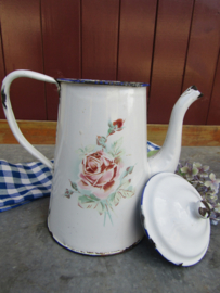 Brocante Franse bloemen koffiepot