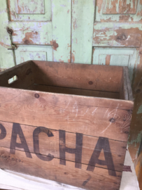 Oude houten koffiekist Pacha