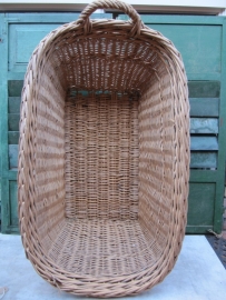Ancient big wicker basket with one ear