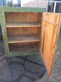 Cute old brocante green wall cabinet