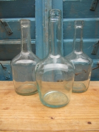 Set of 3 glass almost identical old bottles