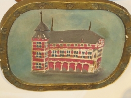 Plaquette van gips van het gemeentehuis van Borgloon