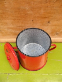 Cute red enamel grease can 5 liter
