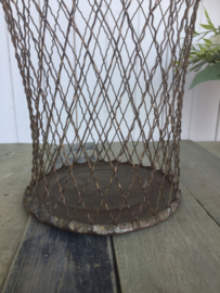 Brocante metalen prullenmand