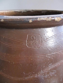 Old large stoneware flower or sauerkraut pot