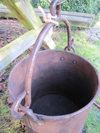 Antique metal straight iron bucket with handle