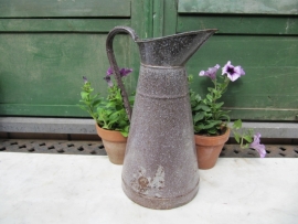 Brown clouded French enamel jug.