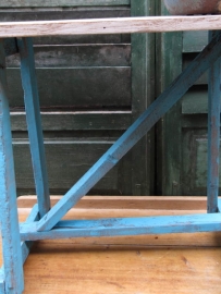 Nice old table / stool with blue base and white top