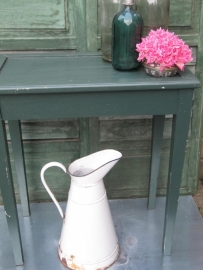 Brocante Franse hele grote witte emaille melk- of waterkan