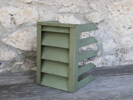 French old industrial metal green letter tray