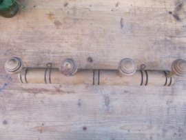 Brocante houten kapstok 4 haken
